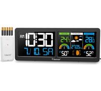 Geevon DCF 246258 - Estación meteorológica inalámbrica con sensor exterior, temperatura interior y exterior, con previsión meteorológica, termómetro digital e higrómetro (246258 con batería)