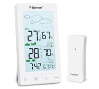 Geevon DCF - Estación meteorológica inalámbrica con sensor exterior, termómetro digital para interior y exterior, estación meteorológica para interior y exterior, con previsión meteorológica (245593