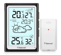 Geevon Estación meteorológica inalámbrica con sensor exterior, estación meteorológica con predicción, termómetro e higrómetro, medidor de humedad interior y exterior (246275 sin pilas)