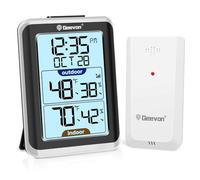 GEEVON Termómetro interior al aire libre inalámbrico higrómetro digital medidor de temperatura con tiempo, 200 pies/60 m rango temperatura humedad sensor