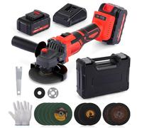 Geevorks 21V 125MM Amoladora Bateria, 9000RPM Amoladora Angular a Batería, con 2 Baterías 4.0 Ah y Cargador Motor sin Escobillas Empuñadura Auxiliar Buena Disipación del Calor