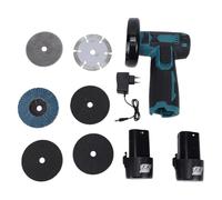 Geevorks Mini Amoladora Angular de 12 V, 19500 Rpm, 6 Hojas de Sierra, con Protección Gruesa para Cortar, Pulir y Desoxidar Metal, Madera y Azulejos con 2 Baterías (EU)