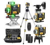 Geevorks Nivel Láser Autonivelante con Tripode,Nivel Laser Autonivelante 360 Grados 16 Líneas, Autonivelante de 3°,Alta Precisión,Pantalla Digital,2 * 2400 mAh Batería,Mando a Distancia