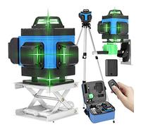 Geevorks Nivel Láser Verde 25m,16 Línea Nivel Laser Autonivelante con Control Remoto,2 * 2400 mAh Batería Recargable+Soporte Montado en la Pared+Plataforma Elevadora+Trípode,para Diseño de Baldosas