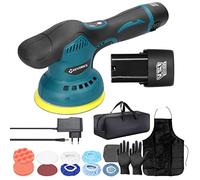 Geevorks Pulidora de batería excéntrica, 2800-5500 RPM, 8 velocidades variables para pulir y encerar muebles de suelo de coche con 2 pilas de 2,0 Ah, 17 piezas, 125 mm
