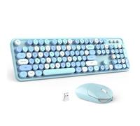 GEEZER - Combo de Teclado y Mouse Inalámbricos, Teclado de Tamaño Completo, 104 Teclas, Receptor USB de 2.4 G, Plug & Play con Teclas Redondas, para Windows