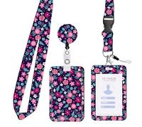 GEFIRE 1 Pzs Red Floral Lanyard Enfermera, Colgador Llaves Cuello, Cinta para Colgar Movil, Porta Tarjetas Identificativas para Estudiantes, Mineros, útiles Escolares y de Oficina