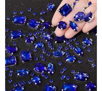 GEFIRE 186 Pcs Pedrería para Coser Azul Zafiro Brillantes para Ropa,Pedrería para Coser,Diamantes Imitación para Ropa de Bricolaje,Accesorios de Zapatos de Boda,Accesorios de Diamantes Cosidos a Mano