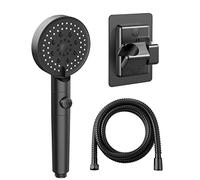GEFIRE Alcachofa Ducha con 1,5M Manguera High Pressure 5-mode filtered Shower Head Negro con Universal Soporte Ducha Interruptor de Pausa de Encendido/Apagado Cabezal de Ducha