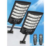 Gefolly Farolas Solares Exterior, 6500K Farola Solar Potente con Sensor de Movimiento,IP67 Impermeable Foco Solar Exterior para Patio, Calzadas, Calle -2Pack