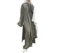 Gefomuofe Abaya Musulmanes Mujer Conjunto 2 Piezas Manga Larga Tops Túnica Y Pantalones Corban Ramadán Traje Medio Oriente Dubai Árabe Islámica Ropa Islámica Disfraz Mujer Elegante 2 Piezas, gris, M