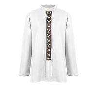 Gefomuofe Camisa medieval para hombre, estilo renacentista, steampunk, retro, de manga larga, con cordones, para el tiempo libre, pirata, festival, disfraz, disfraz de caballero, túnica, Blanco, S