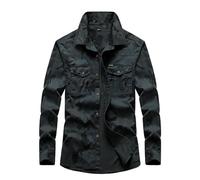 Gefomuofe Camisa táctica de secado rápido para hombre, camisa funcional de manga larga, transpirable, camisa militar militar, protección UV, con bolsillos, A gris., XL