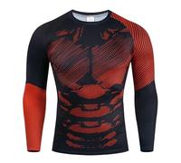 Gefomuofe Camiseta de compresión para hombre, manga larga, elástica, transpirable, moldeadora, baloncesto, correr, deporte, fitness, ropa de base, camiseta funcional, camiseta deportiva, camiseta de