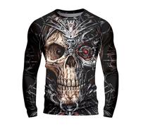 Gefomuofe Camiseta de manga larga para hombre, diseño de calavera, manga larga, vintage, de algodón, simple, informal, para negocios, novedad, primavera, diseño de letras, 01 negro, 5XL