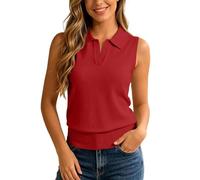 Gefomuofe Camiseta de punto para mujer, verano, sin mangas, de lana, básica, informal, de verano, para la playa, para fiestas, chaleco, camiseta de punto para mujer, ropa de verano, camisetas