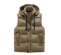 Gefomuofe Chaleco acolchado con capucha para hombre, cálido, grueso, chaleco de algodón, sin mangas, ligero, acolchado, chaleco de trabajo, chalecos de transición cálidos para hombre para correr