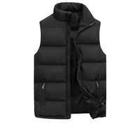 Gefomuofe Chaleco acolchado para hombre de invierno, grueso, chaleco cálido de color sólido, chaleco impermeable, sin mangas, cálido, monocolor, chaleco para hombre