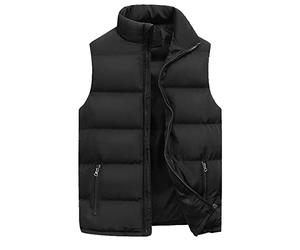 Gefomuofe Chaleco acolchado para hombre de invierno, grueso, chaleco cálido de color sólido, chaleco impermeable, sin mangas, cálido, monocolor, chaleco para hombre