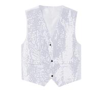 Gefomuofe Chaleco de lentejuelas para hombre, brillante, dorado, con lentejuelas, chaleco de traje con botones, traje de lentejuelas, chaleco de lentejuelas brillante, cuello en V, chaleco informal