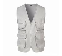 Gefomuofe Chaleco de trabajo para hombre al aire libre, varios bolsillos, chaleco de pesca de verano, senderismo, varios bolsillos, ligero, para pesca, senderismo, caza, rango militar, Blanco, XXL