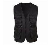 Gefomuofe Chaleco de trabajo para hombre al aire libre, varios bolsillos, chaleco de pesca de verano, senderismo, varios bolsillos, ligero, para pesca, senderismo, caza, rango militar, Negro , XXXL