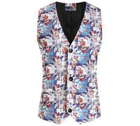 Gefomuofe - Chaleco navideño para hombre, chaleco de traje, divertido, chaleco de Navidad, festivo, de Papá Noel, para fiesta, boda, sin mangas, Slim Fit, a cuadros, chaleco de traje, camisas de