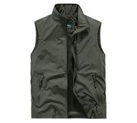 Gefomuofe Chaleco para hombre al aire libre con muchos bolsillos Casual Utility Viajar Pesca Chaleco de trabajo al aire libre Ligero Safari Foto Multi Bolsillos Chalecos, verde, XXXL