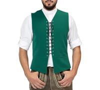 Gefomuofe Chalecos tradicionales para hombre, chaleco medieval, gótico, steampunk, chaleco con cordones, cosplay, disfraz pirata, blusa informal, camisa occidental, verde, S