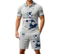 Gefomuofe Chándal para hombre, traje deportivo de verano de 2 piezas, conjunto de ropa estampada de manga corta, camisetas de camuflaje + pantalones cortos, traje de ocio para hombres chándal, A gris