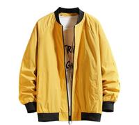 Gefomuofe Chaqueta bomber para hombre, monocolor, chaqueta de invierno, con cremallera, cuello alto, chaqueta de entretiempo, chaqueta de béisbol, chaqueta ligera de piloto, chaqueta de exterior