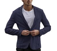 Gefomuofe Chaqueta para hombre, ligera, monocolor, con solapa, moderna, para el tiempo libre, clásica, chaqueta de traje, monocolor, chaqueta deportiva, chaqueta de negocios, marine, 3XL