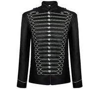 Gefomuofe Chaqueta para hombre medieval gótica, vintage, abrigo steampunk, chaqueta de manga larga, chaqueta de ocio, gabardina retro, abrigo abrigo, chaqueta cortavientos, Negro , S