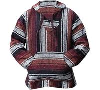 Gefomuofe Jersey de rayas para hombre Mexican Baja Hoodie Sweater Jerga Pullover Hoodie Hippie Pulli Jacket Workerhoodie Sweatshirt Langarmshirts Hoody, naranja, S