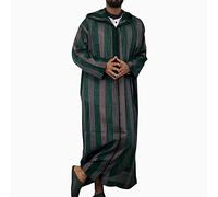 Gefomuofe Kaftan - Camiseta larga a rayas para hombre, ropa de oración islámica, bata con bolsillos, vestido musulmán, cómodo Abaya con capucha Oriente Medio Árabe Taiji Ropa