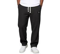 Gefomuofe Pantalones de chándal largos para hombre, pantalones largos de pierna ancha, pantalones rectos para el tiempo libre con cordón, pantalones deportivos ligeros, cintura elástica, pantalones de