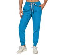 Gefomuofe Pantalones deportivos largos para mujer, pantalones de trabajo médicos con cordón, ajustados, pantalones de tela para el cuidado, azul, XL