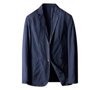 Gefomuofe Sakko Chaqueta de traje de algodón para hombre, de corte regular, con 2 botones, para boda, ocio, monocolor, corte regular, formal, elegante chaqueta de traje formal, marine, XXXL