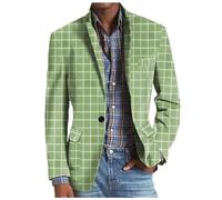 Gefomuofe Sakko Traje cepillado a cuadros para hombre, abrigo de corte regular, chaqueta ligera de negocios, chaqueta de esmoquin, deportiva, 1 botón, chaqueta de vestir, chaqueta de ocio, verde, XL