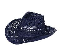 Gefomuofe Sombrero de vaquero para mujer, sombrero occidental, gorra de playa, monocolor, ribete de piel, ala ancha, sombrero de paja Panamá, vaquera, jazz, gorras de sol, tamaño visera, sombrero de