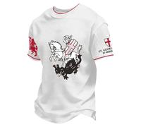 Gefomuofe St Georges Day Tshirt Herren George Patriotische Grafik Tee Top Kurzarm Rundhals Tops leichte atmungsaktiv Sommershirt Regular Fit Freizeithemd, Blanco, XXL