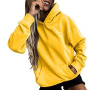 Gefomuofe Sudadera con capucha de gran tamaño para mujer, manga larga, deportiva, monocolor, deportiva, con bolsillo, ropa de calle, sudadera para exteriores, suéter de invierno, ropa de calle