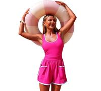 Gefomuofe Traje de baño para mujer, tankini push up, traje de baño de dos piezas, traje de baño deportivo con contraste de color, traje de baño de verano, traje de casa, conjunto de camiseta de