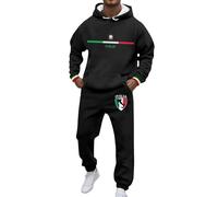 Gefomuofe Traje deportivo con estampado para hombre, traje de jogging del ejército alemán, sudadera con capucha y pantalones de chándal, conjunto informal de dos piezas, Negro , L