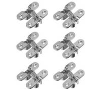 GEFONG 180 Grados Mini Bisagra Ocultas 45,5x12,5 mm para Puerta de Armario Conexión del Panel Caja Madera Pequeña Bisagras de Aleación Zinc para Puertas Plegables Plata 6 Piezas