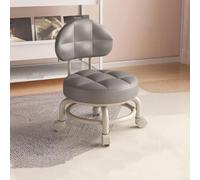 GeFSDOU Exquisito taburete de cuero pequeño móvil y giratorio para cambiar zapatos con respaldo, taburete de polea para sala de estar