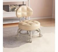 GeFSDOU Exquisito taburete de cuero pequeño móvil y giratorio para cambiar zapatos con respaldo, taburete de polea para sala de estar