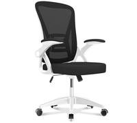 GeFSDOU Silla de oficina ergonómica con reposabrazos abatible de 90°, silla de oficina con cojín de asiento acolchado, sillas de juegos para el hogar