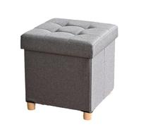 GeFSDOU Taburete plegable de almacenamiento, con tapa extraíble, asiento tapizado
