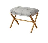 GeFSDOU Taburete rectangular acolchado con patas de bambú